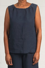 Rumpled Linen Ashley Top - petrol - xsm, xlg
