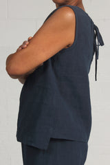 Rumpled Linen Ashley Top - petrol - xsm, xlg