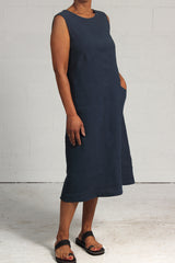 Rumpled Linen Mill Dress - petrol