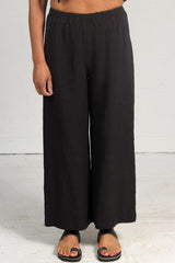 Rumpled Linen Alfie Pant - black