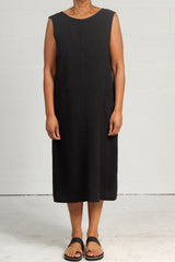 Rumpled Linen Mill Dress - black