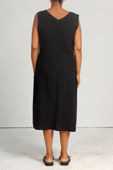 Rumpled Linen Mill Dress - black