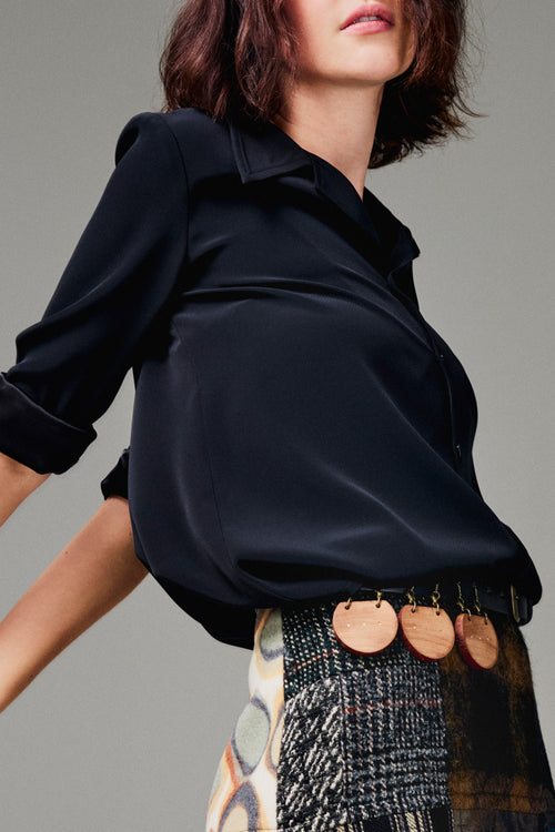 Satin Back Triacetate Peg Shirt - SOLD OUT