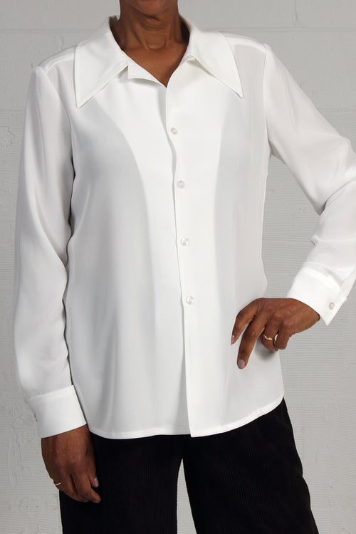 Satin Back Triacetate Peg Shirt - ivory