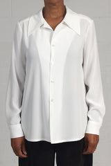 Satin Back Triacetate Peg Shirt - ivory