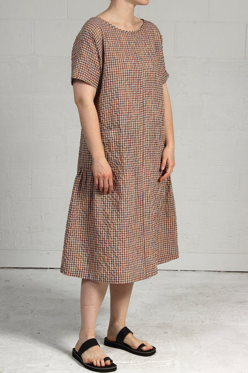 Seersucker Check Jogi  Dress - red - SOLD OUT