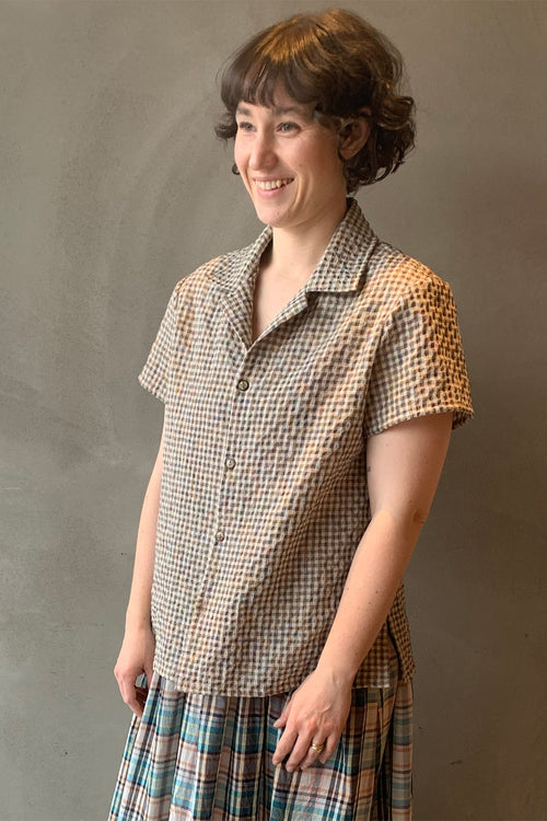 Seersucker Check Kelly Top - green