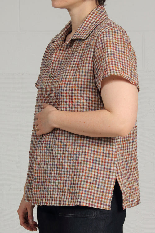 Seersucker Check Kelly Top - red