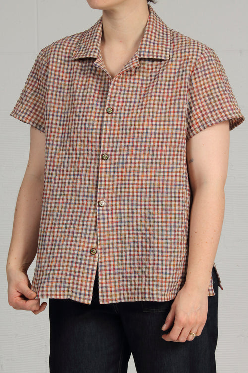 Seersucker Check Kelly Top - red