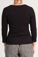 Soft Rib Knit Hamilton Top - black