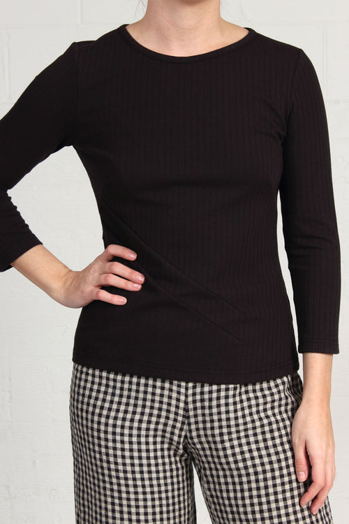 Soft Rib Knit Hamilton Top - black