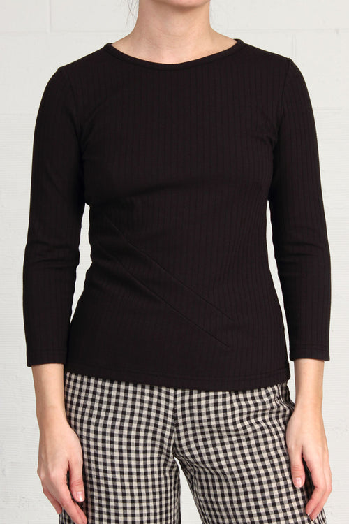 Soft Rib Knit Hamilton Top - black