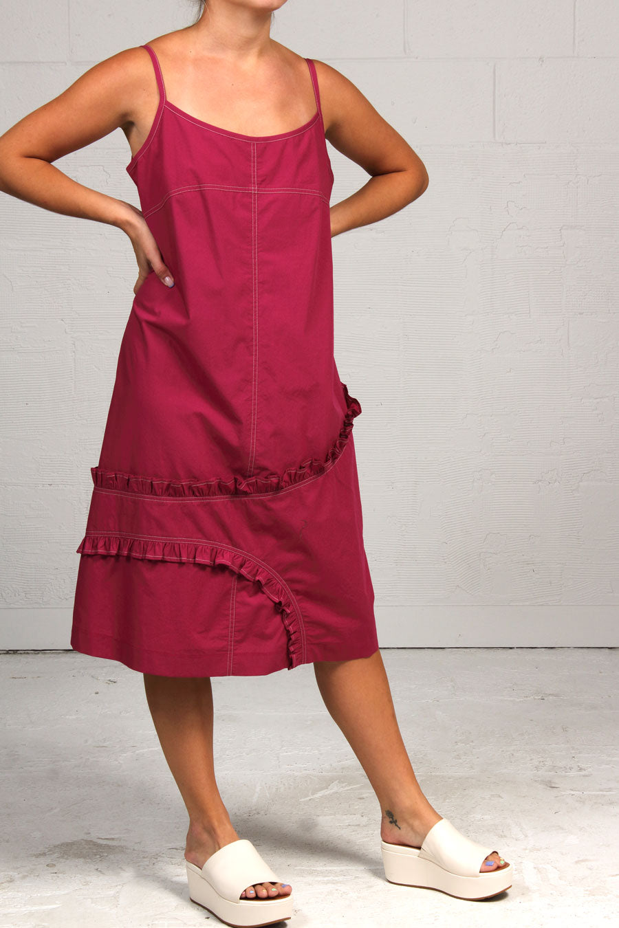 Solid Cotton Annie Dress - Sangria