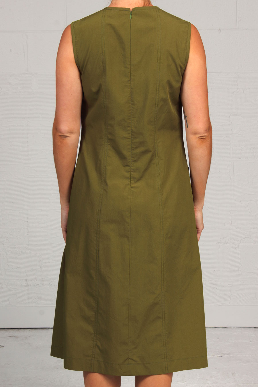 Solid Cotton Circus Dress - Moss