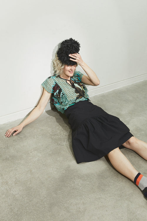 Solid Cotton Highwire Skirt - Black