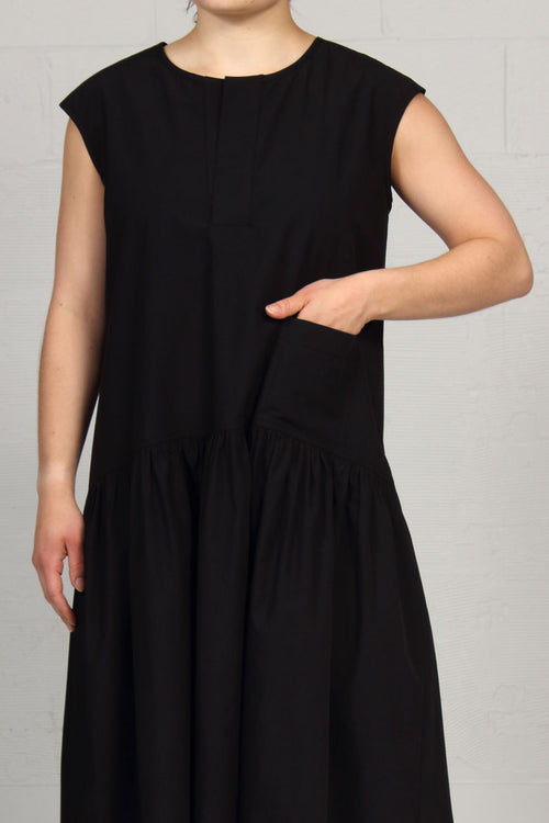 Solid Cotton Sewing Dress - Black