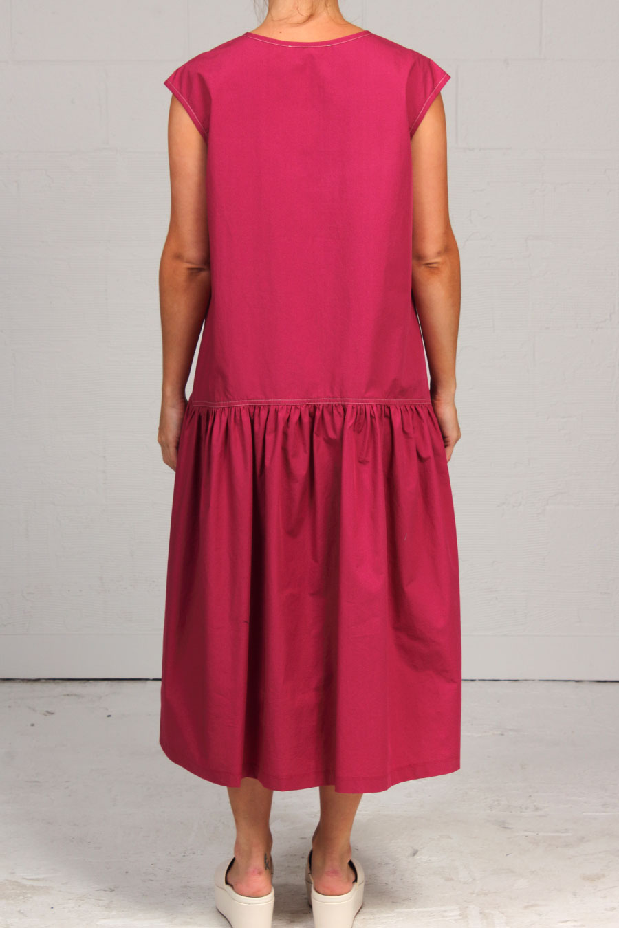 Solid Cotton Sewing Dress - Sangria