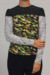 Fall 2023 Tech Stretch Print Tri-Multi Tee - green/grey - sml - 50% off