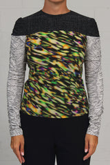 Fall 2023 Tech Stretch Print Tri-Multi Tee - green/grey - sml - 50% off