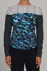 Fall 2023 Tech Stretch Print Tri-Multi Tee - blue/ivory - sml - 50% off