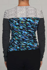 Fall 2023 Tech Stretch Print Tri-Multi Tee - blue/ivory - sml - 50% off