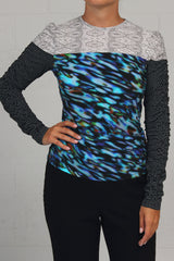 Fall 2023 Tech Stretch Print Tri-Multi Tee - blue/ivory - sml - 50% off