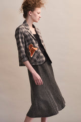Chenille Stripe Linen Benched Skirt