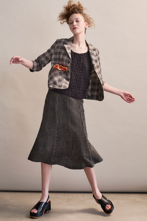 Chenille Stripe Linen Benched Skirt