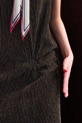Chenille Stripe Linen Shifty Dress
