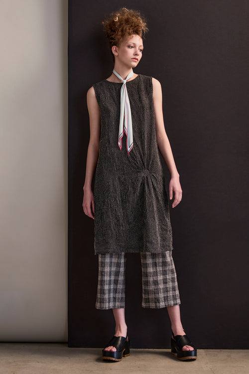 Chenille Stripe Linen Shifty Dress