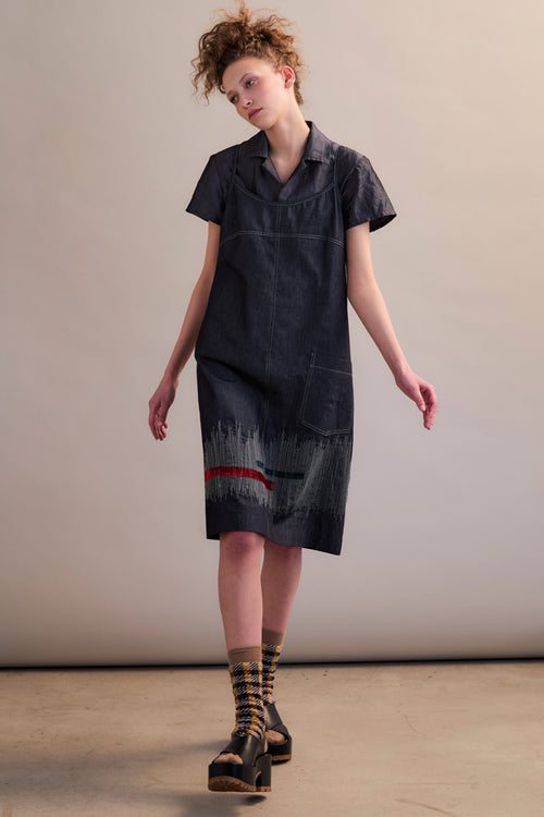 Denim Stitched Slip Dress