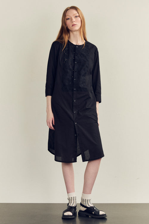 Spring 2024 Voile 3/4 Sleeve Trent Dress - black - xsm