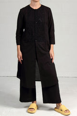 Spring 2024 Voile 3/4 Sleeve Trent Dress - black - xsm