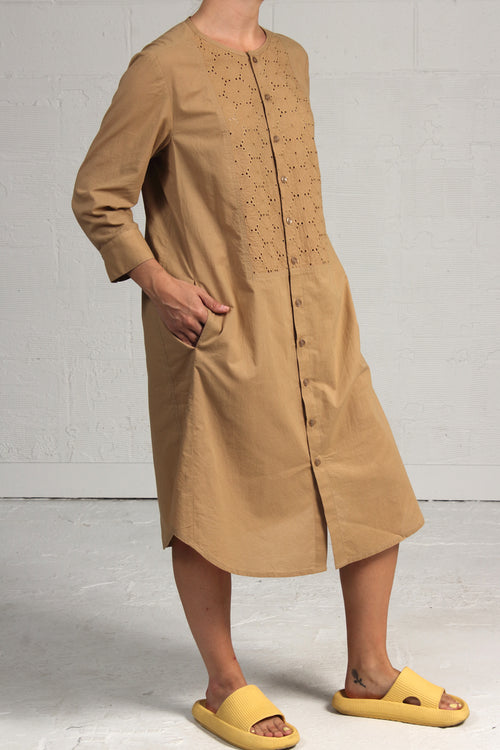 Spring 2024 Voile 3/4 Sleeve Trent Dress - coffee - xsm, med