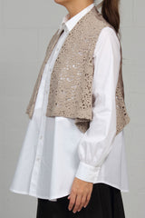 Lace Wrap Vest - beige - med, lrg