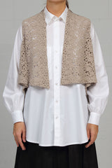 Lace Wrap Vest - beige - med, lrg