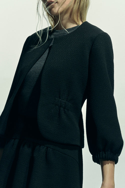 Textured Black Textured Jacket - - 30% off