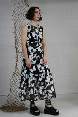 Spring 2021 - Black & White Floral Path Dress - xsm, sml