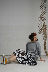 Spring 2021 Black & White Floral Mirage Skirt - xsm