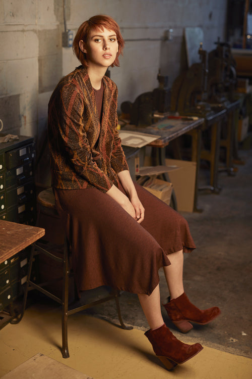 Fall 2019 - Skinny Stripe Wobble skirt - rust/navy - xsm