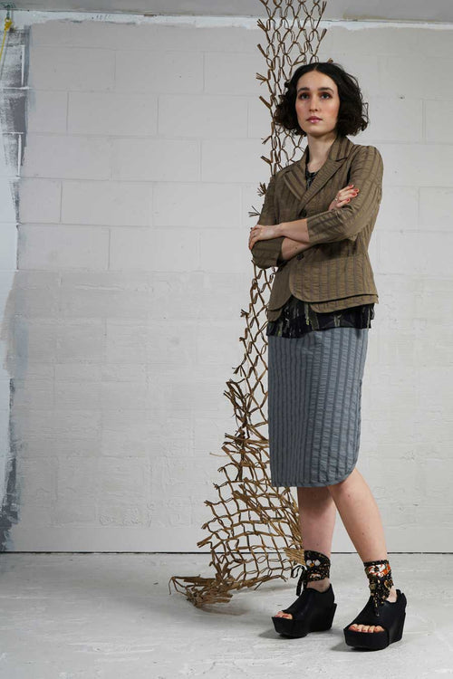 Spring 2021 Ribbon Cotton Monteray Skirt - tin - xsm