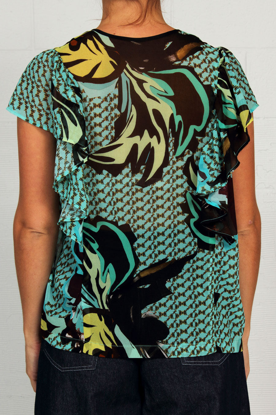 Abstract Georgette Print Dinner Top