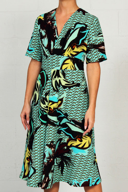 Abstract Crepe Print Home Dress