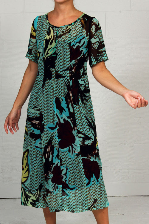 Abstract Georgette Print Manhattan Dress