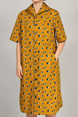 Spring 2022 Printed Cotton Pete Dress - Dotted Ochre - xsm