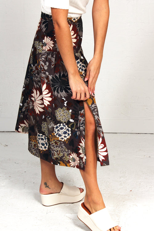 Floral Cotton Print Instant Skirt