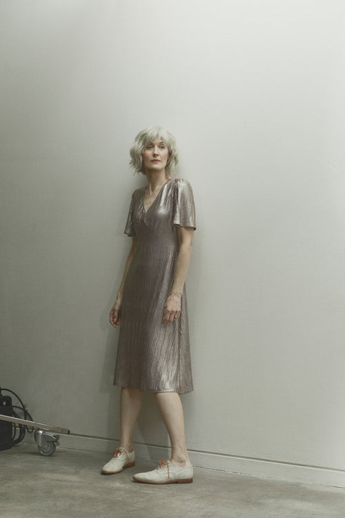 Glitter Rib Lulu Dress - pale pink - med - last one!