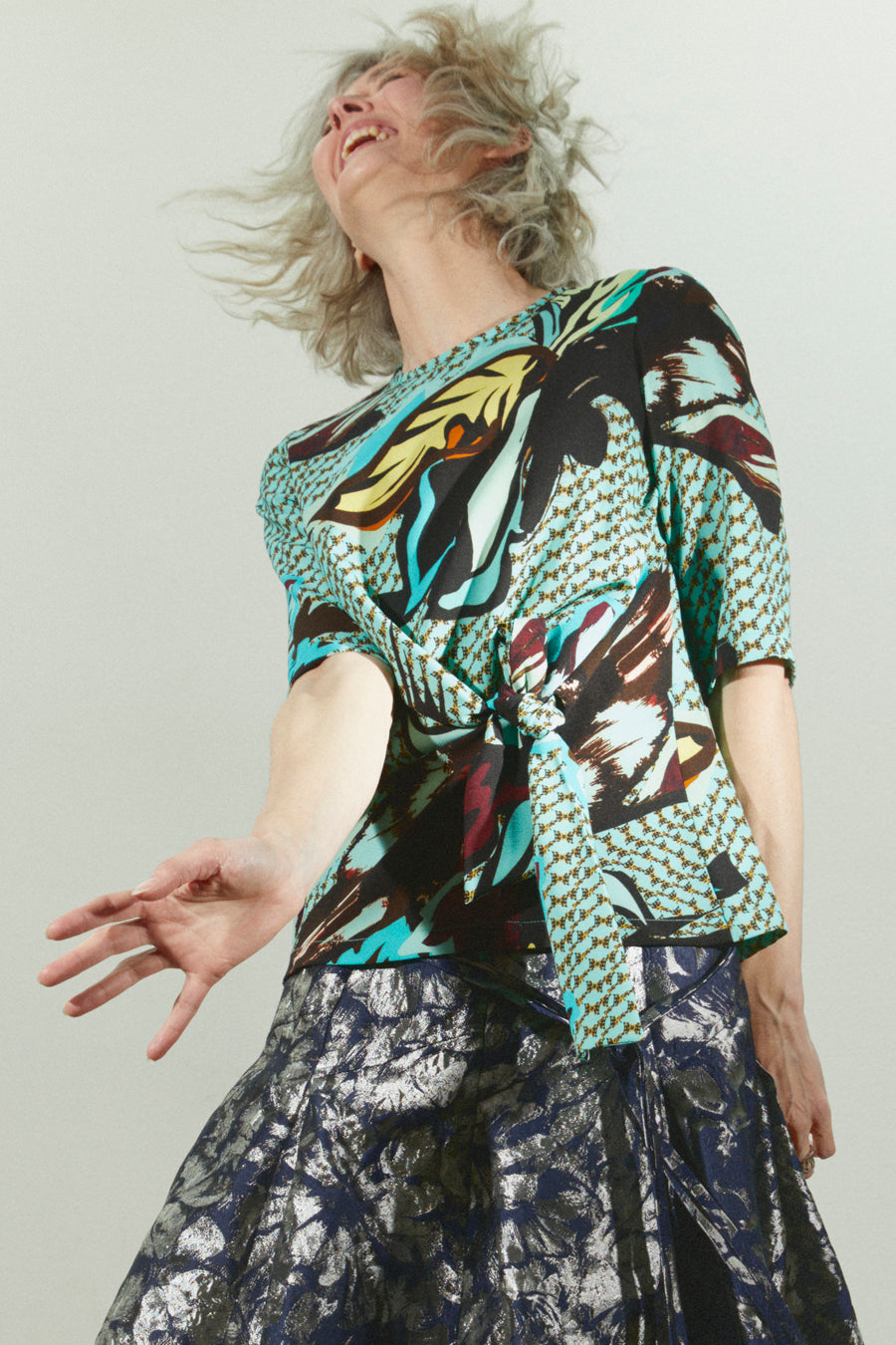 Abstract Crepe Print Norma Top