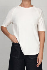 Spring 2023 Wide Rib Knit Front Top - eggshell - xsm, med, lrg