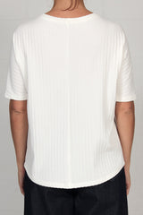 Spring 2023 Wide Rib Knit Front Top - eggshell - xsm, med, lrg